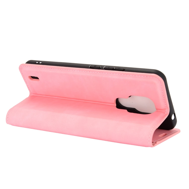 For Motorola Moto E7 Retro-skin Business Magnetic Suction Leather Case with Holder & Card Slots & Wallet