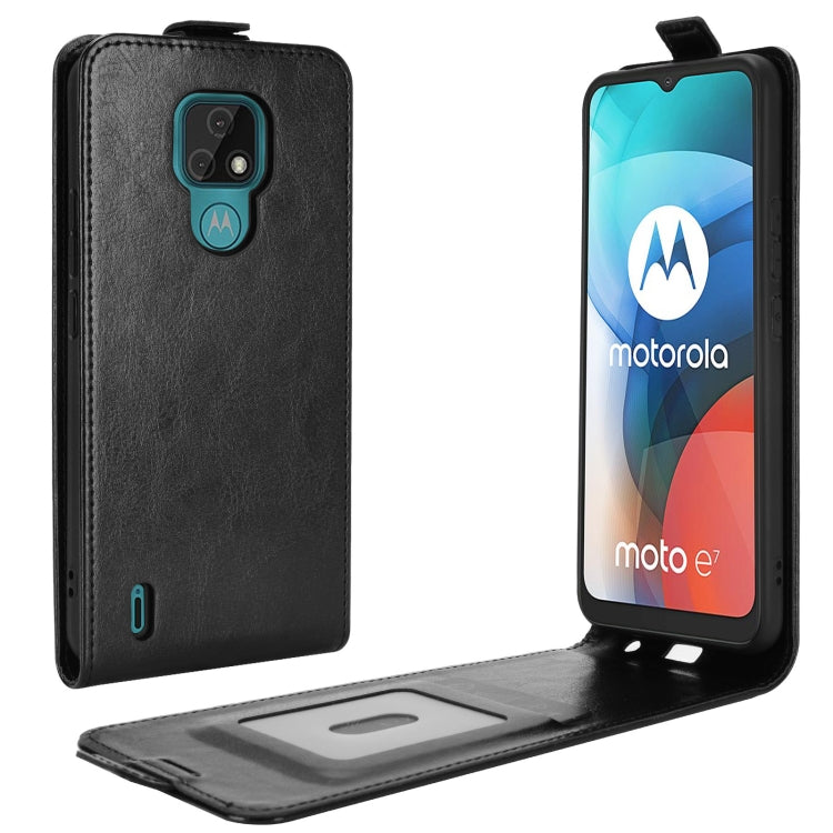 For Motorola Moto E7 R64 Texture Single Vertical Flip Leather Protective Case with Card Slots & Photo Frame
