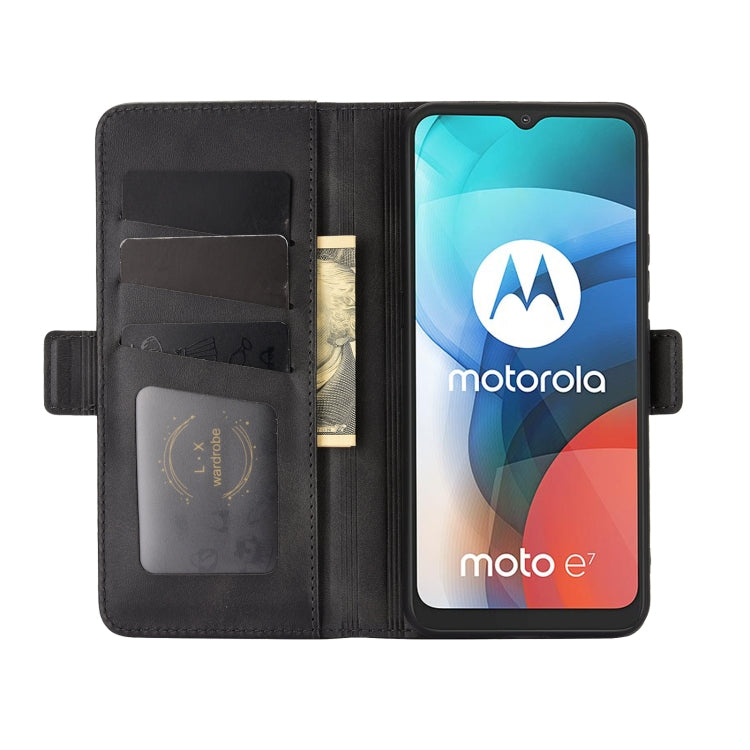 For Motorola Moto E7 Dual-side Magnetic Buckle Horizontal Flip Leather Case with Holder & Card Slots & Wallet