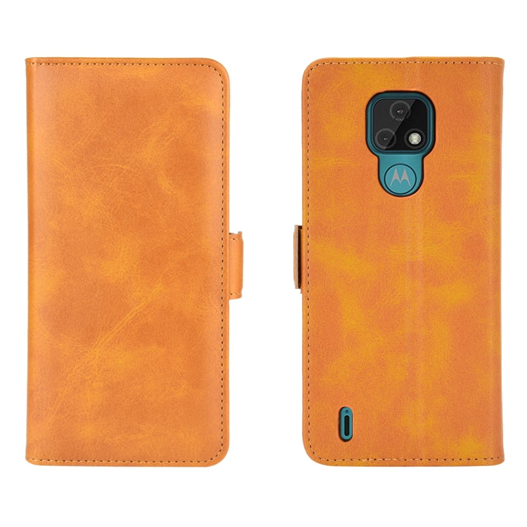 For Motorola Moto E7 Dual-side Magnetic Buckle Horizontal Flip Leather Case with Holder & Card Slots & Wallet