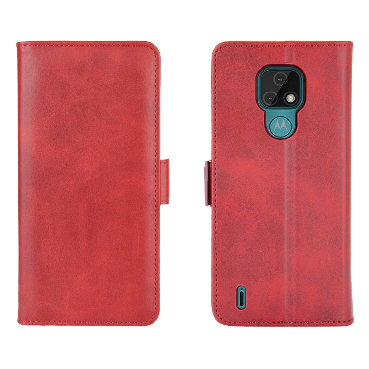 For Motorola Moto E7 Dual-side Magnetic Buckle Horizontal Flip Leather Case with Holder & Card Slots & Wallet