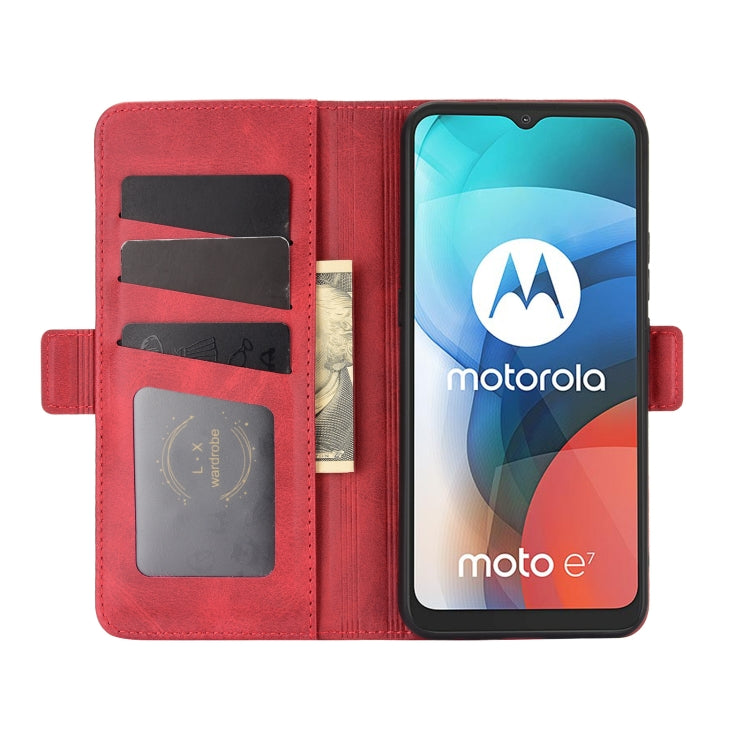For Motorola Moto E7 Dual-side Magnetic Buckle Horizontal Flip Leather Case with Holder & Card Slots & Wallet