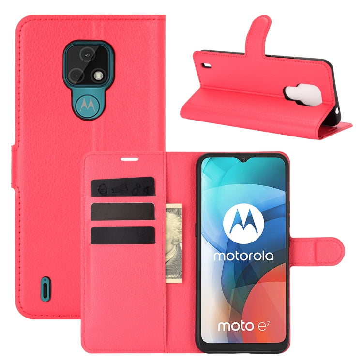 For Motorola Moto E7 Litchi Texture Horizontal Flip Protective Case with Holder & Card Slots & Wallet