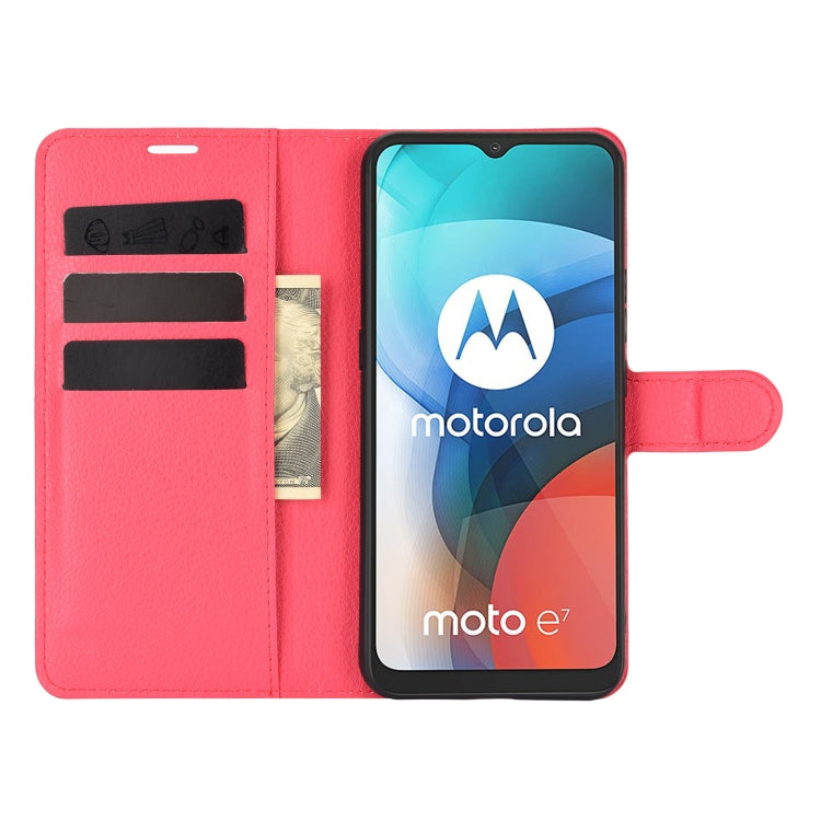 For Motorola Moto E7 Litchi Texture Horizontal Flip Protective Case with Holder & Card Slots & Wallet