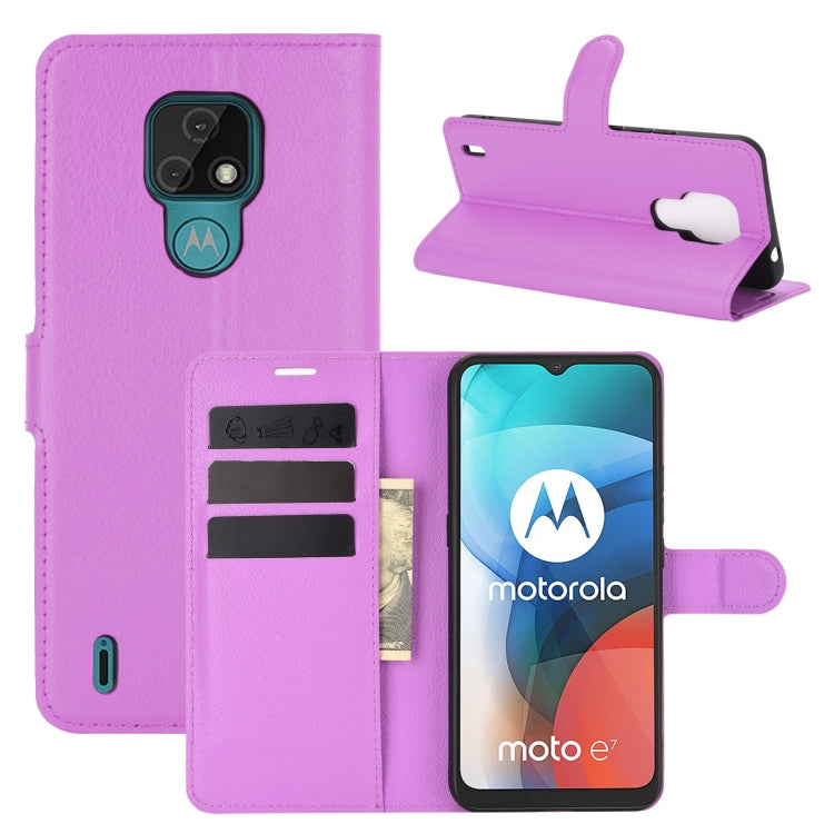 For Motorola Moto E7 Litchi Texture Horizontal Flip Protective Case with Holder & Card Slots & Wallet