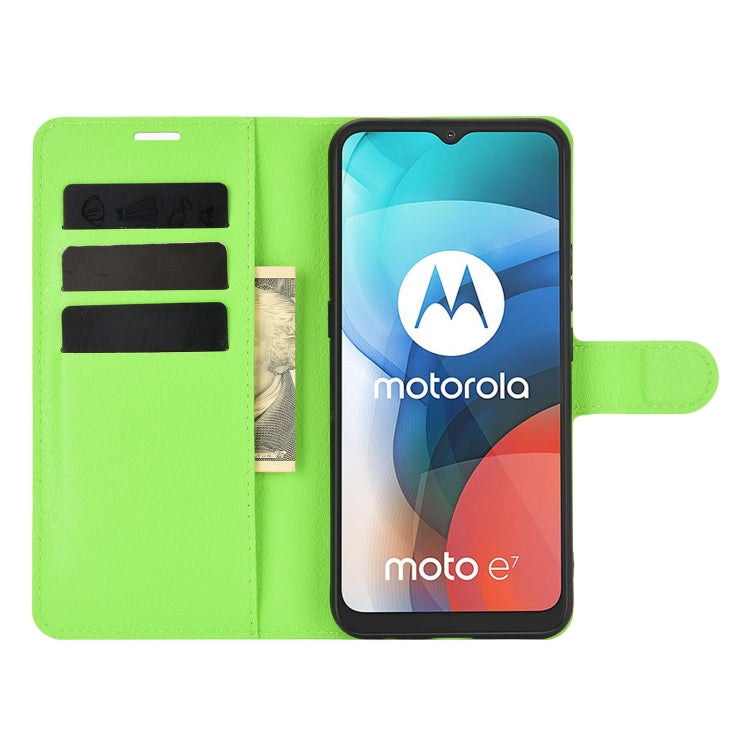 For Motorola Moto E7 Litchi Texture Horizontal Flip Protective Case with Holder & Card Slots & Wallet