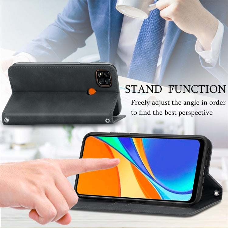 For Xiaomi Redmi 9C Retro Skin Feel Business Magnetic Horizontal Flip Leather Case With Holder & Card Slots & Wallet & Photo Frame
