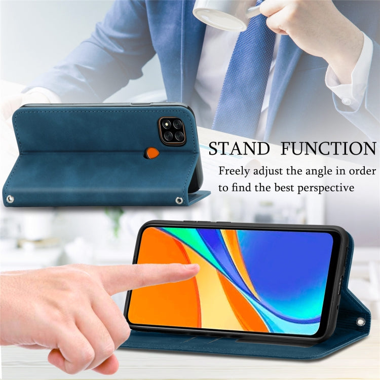 For Xiaomi Redmi 9C Retro Skin Feel Business Magnetic Horizontal Flip Leather Case With Holder & Card Slots & Wallet & Photo Frame