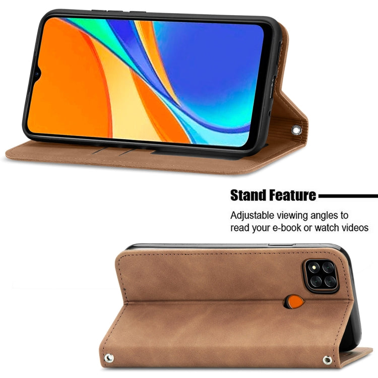 For Xiaomi Redmi 9C Retro Skin Feel Business Magnetic Horizontal Flip Leather Case With Holder & Card Slots & Wallet & Photo Frame