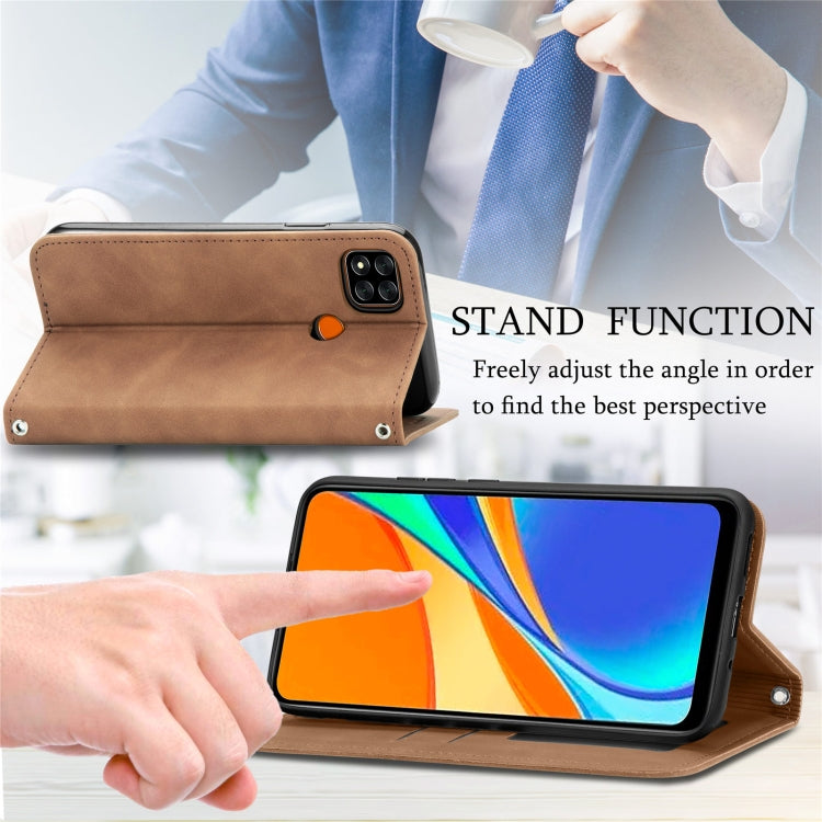 For Xiaomi Redmi 9C Retro Skin Feel Business Magnetic Horizontal Flip Leather Case With Holder & Card Slots & Wallet & Photo Frame