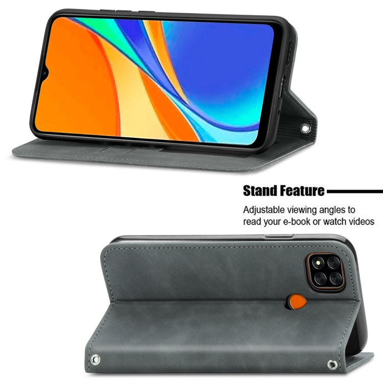 For Xiaomi Redmi 9C Retro Skin Feel Business Magnetic Horizontal Flip Leather Case With Holder & Card Slots & Wallet & Photo Frame