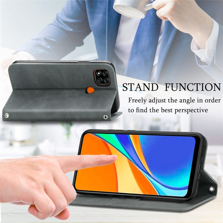 For Xiaomi Redmi 9C Retro Skin Feel Business Magnetic Horizontal Flip Leather Case With Holder & Card Slots & Wallet & Photo Frame
