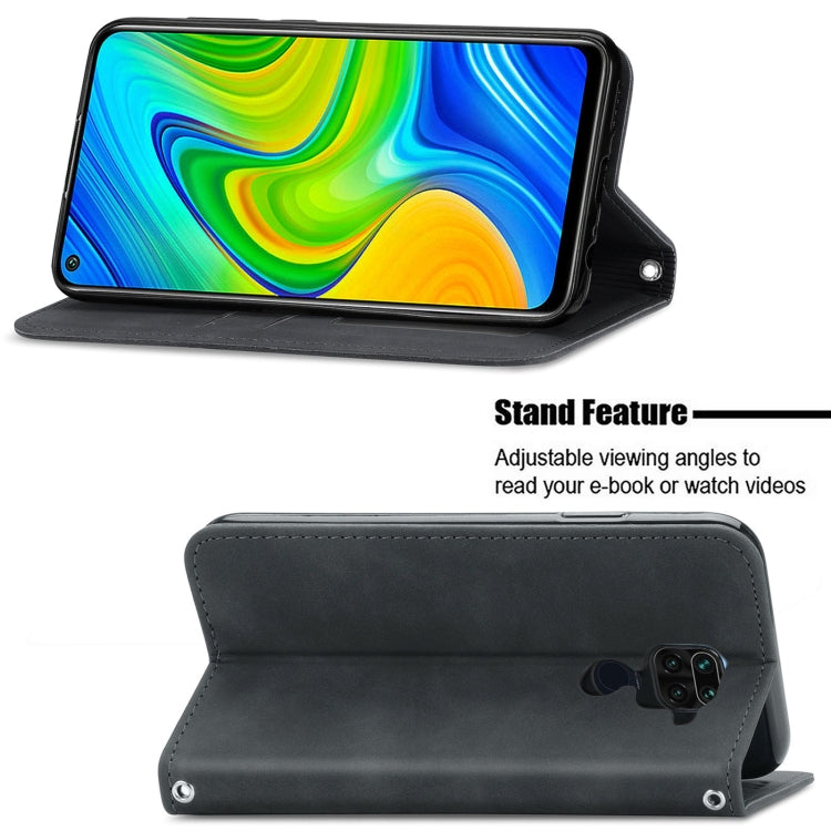 For Xiaomi Redmi 10X 4G / Redmi Note 9 Retro Skin Feel Business Magnetic Horizontal Flip Leather Case with Holder & Card Slots & Wallet & Photo Frame