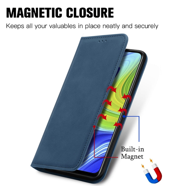 For Xiaomi Redmi 10X 4G / Redmi Note 9 Retro Skin Feel Business Magnetic Horizontal Flip Leather Case with Holder & Card Slots & Wallet & Photo Frame