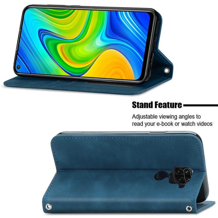 For Xiaomi Redmi 10X 4G / Redmi Note 9 Retro Skin Feel Business Magnetic Horizontal Flip Leather Case with Holder & Card Slots & Wallet & Photo Frame