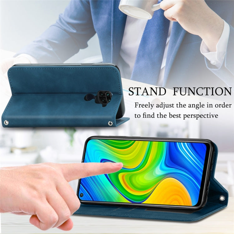 For Xiaomi Redmi 10X 4G / Redmi Note 9 Retro Skin Feel Business Magnetic Horizontal Flip Leather Case with Holder & Card Slots & Wallet & Photo Frame