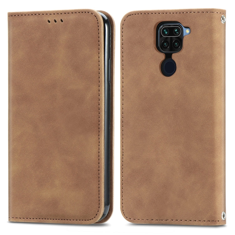 For Xiaomi Redmi 10X 4G / Redmi Note 9 Retro Skin Feel Business Magnetic Horizontal Flip Leather Case with Holder & Card Slots & Wallet & Photo Frame