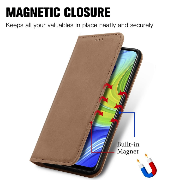For Xiaomi Redmi 10X 4G / Redmi Note 9 Retro Skin Feel Business Magnetic Horizontal Flip Leather Case with Holder & Card Slots & Wallet & Photo Frame