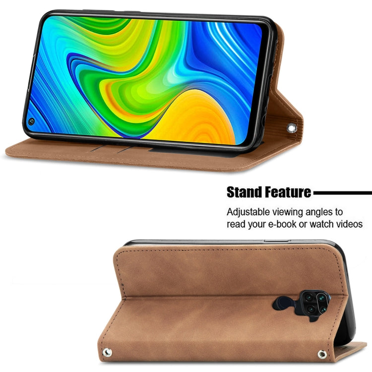 For Xiaomi Redmi 10X 4G / Redmi Note 9 Retro Skin Feel Business Magnetic Horizontal Flip Leather Case with Holder & Card Slots & Wallet & Photo Frame