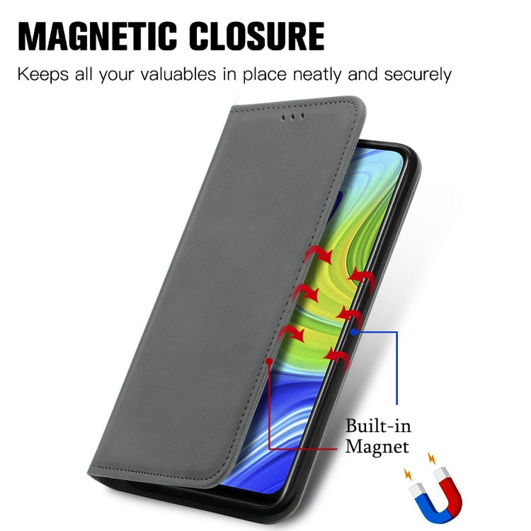 For Xiaomi Redmi 10X 4G / Redmi Note 9 Retro Skin Feel Business Magnetic Horizontal Flip Leather Case with Holder & Card Slots & Wallet & Photo Frame