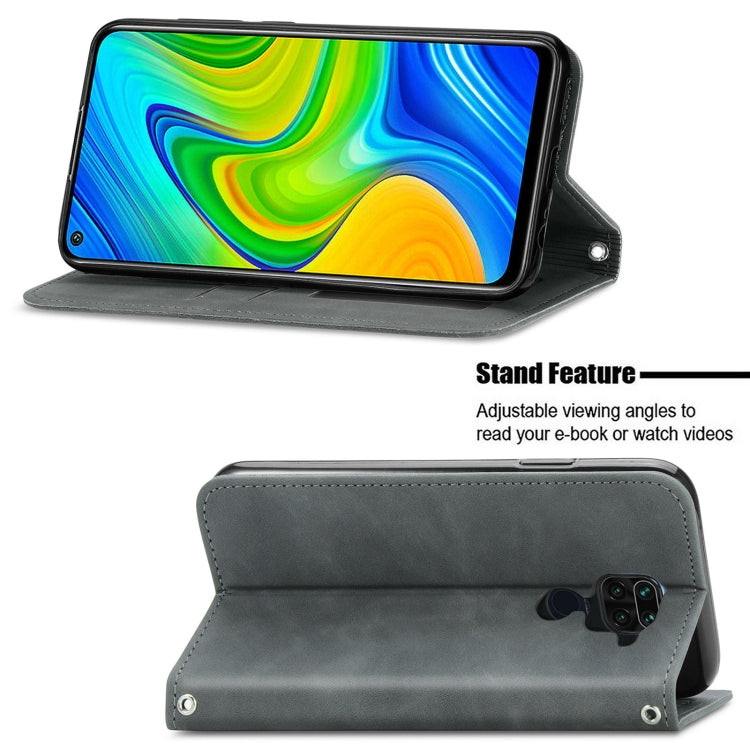 For Xiaomi Redmi 10X 4G / Redmi Note 9 Retro Skin Feel Business Magnetic Horizontal Flip Leather Case with Holder & Card Slots & Wallet & Photo Frame