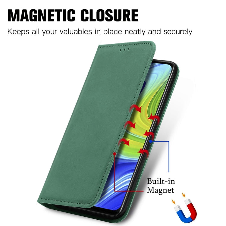 For Xiaomi Redmi 10X 4G / Redmi Note 9 Retro Skin Feel Business Magnetic Horizontal Flip Leather Case with Holder & Card Slots & Wallet & Photo Frame