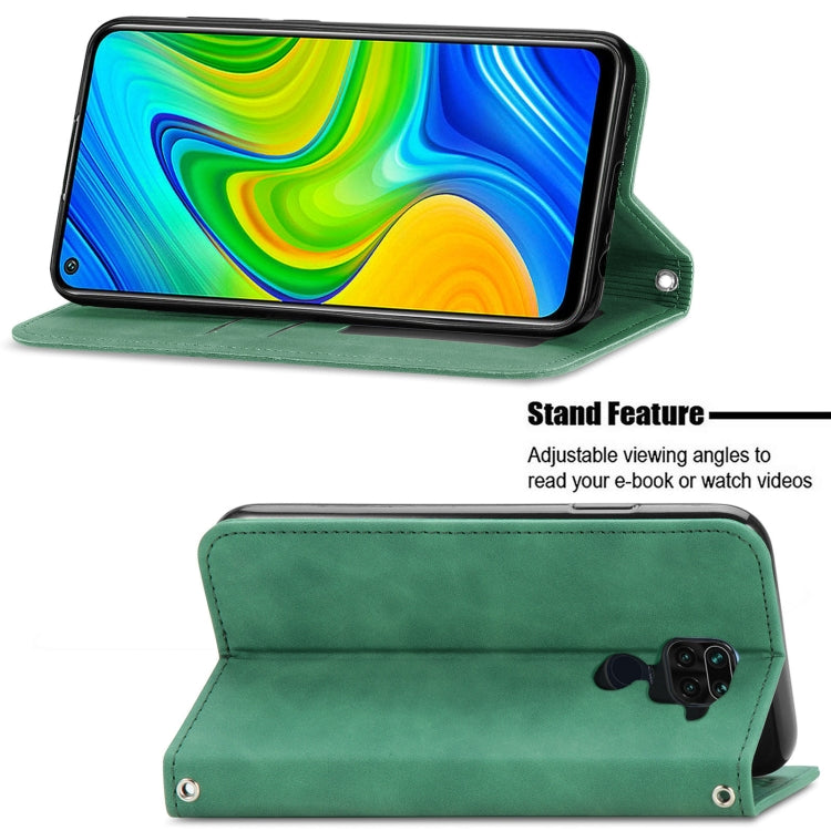 For Xiaomi Redmi 10X 4G / Redmi Note 9 Retro Skin Feel Business Magnetic Horizontal Flip Leather Case with Holder & Card Slots & Wallet & Photo Frame