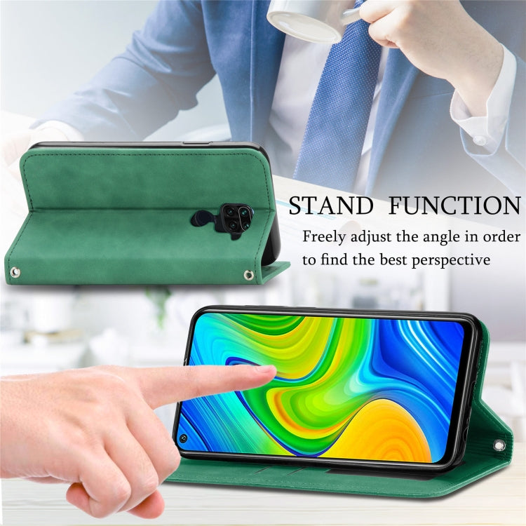 For Xiaomi Redmi 10X 4G / Redmi Note 9 Retro Skin Feel Business Magnetic Horizontal Flip Leather Case with Holder & Card Slots & Wallet & Photo Frame