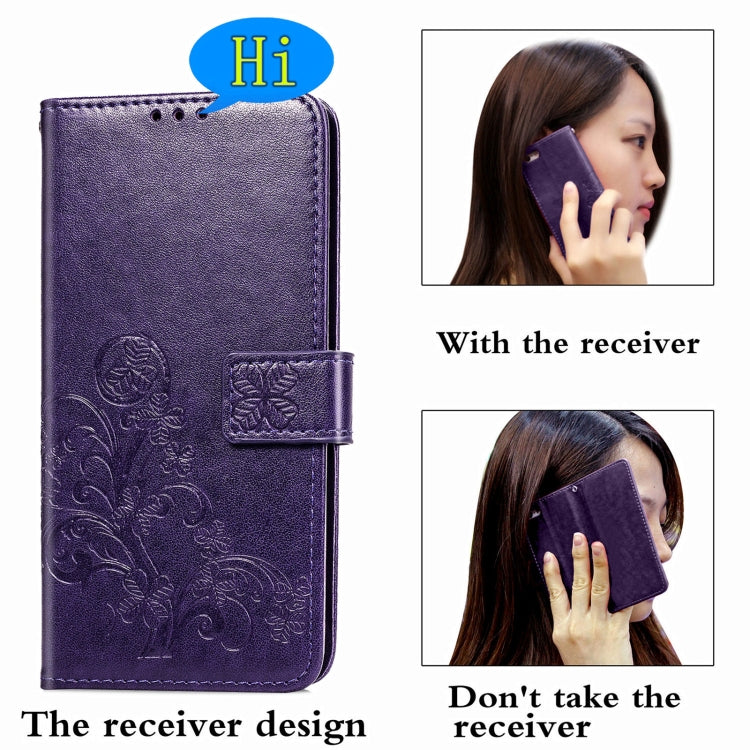 Four-leaf Clasp Embossed Buckle Mobile Phone Protection Leather Case with Lanyard & Card Slot & Wallet & Bracket Function For Xiaomi POCO M3