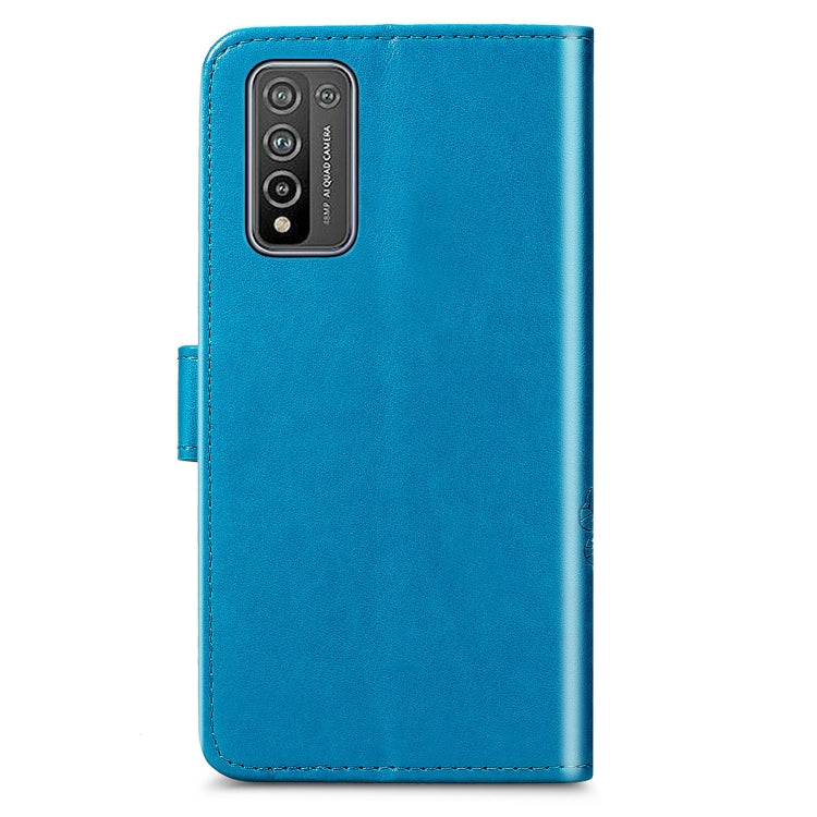 Four-leaf Clasp Embossed Buckle Mobile Phone Protection Leather Case with Lanyard & Card Slot & Wallet & Bracket Function For Huawei Honor 10X Lite