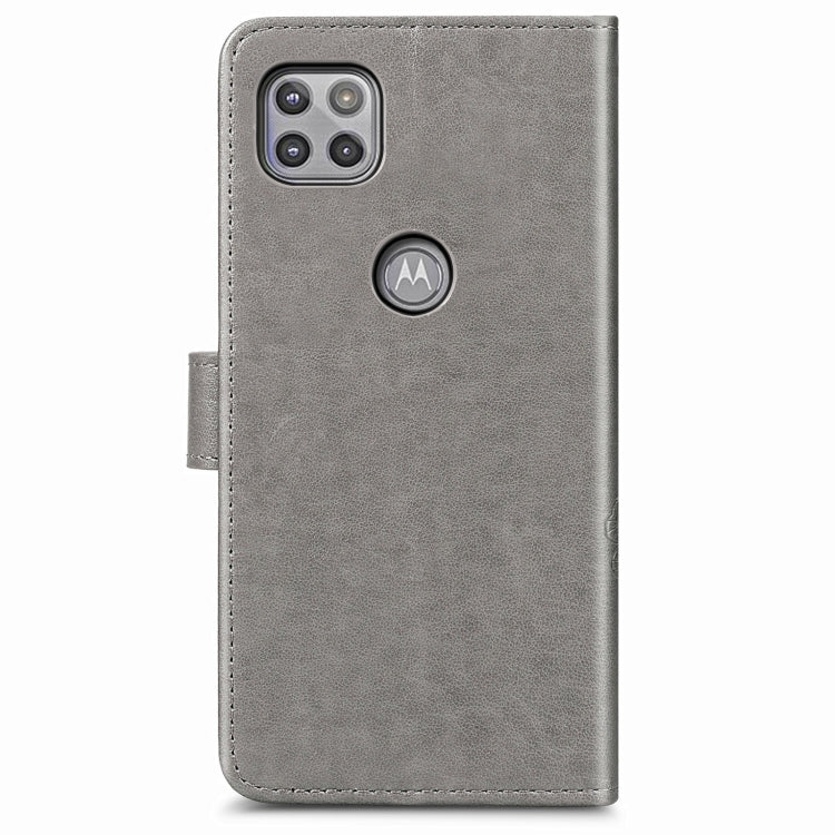 Four-leaf Clasp Embossed Buckle Mobile Phone Protection Leather Case with Lanyard & Card Slot & Wallet & Bracket Function For Motorola Moto G 5G