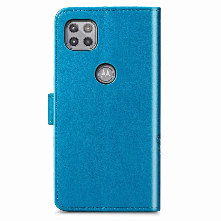 Four-leaf Clasp Embossed Buckle Mobile Phone Protection Leather Case with Lanyard & Card Slot & Wallet & Bracket Function For Motorola Moto G 5G