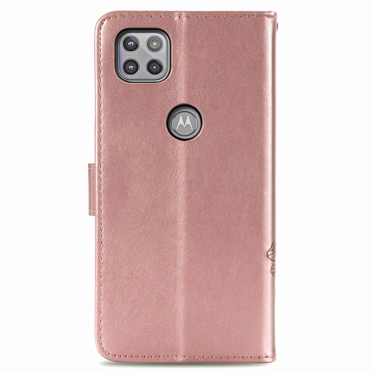 Four-leaf Clasp Embossed Buckle Mobile Phone Protection Leather Case with Lanyard & Card Slot & Wallet & Bracket Function For Motorola Moto G 5G