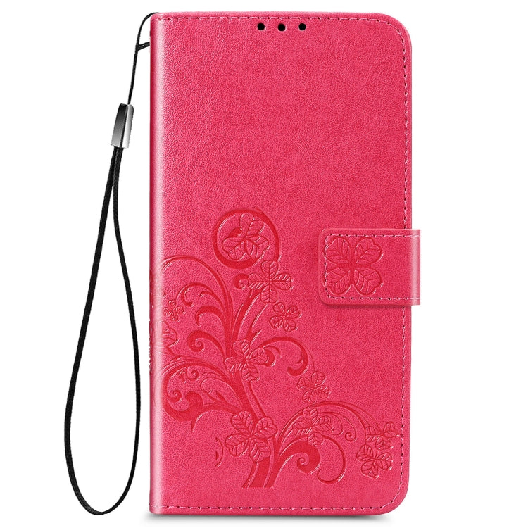 Four-leaf Clasp Embossed Buckle Mobile Phone Protection Leather Case with Lanyard & Card Slot & Wallet & Bracket Function For Motorola Moto E7