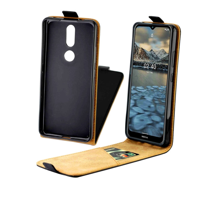 For Nokia2.4 Business Style Vertical Flip TPU Leather Case with Card Slot(Black)