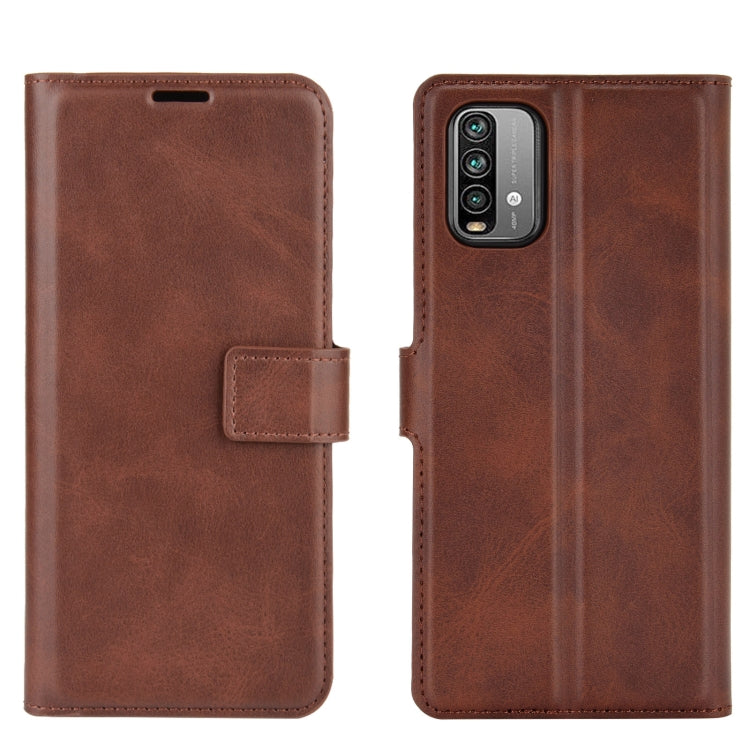 For Xiaomi Redmi Note 9 4G/Redmi 9 Power Retro Calf Pattern Buckle Card Wallet Left and Right Flip Phone Holster with Bracket Function