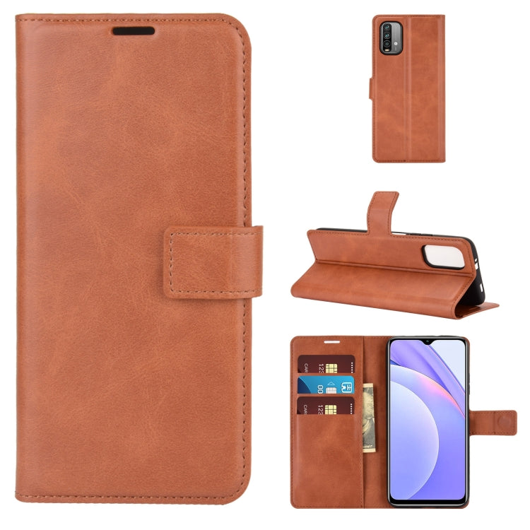 For Xiaomi Redmi Note 9 4G/Redmi 9 Power Retro Calf Pattern Buckle Card Wallet Left and Right Flip Phone Holster with Bracket Function