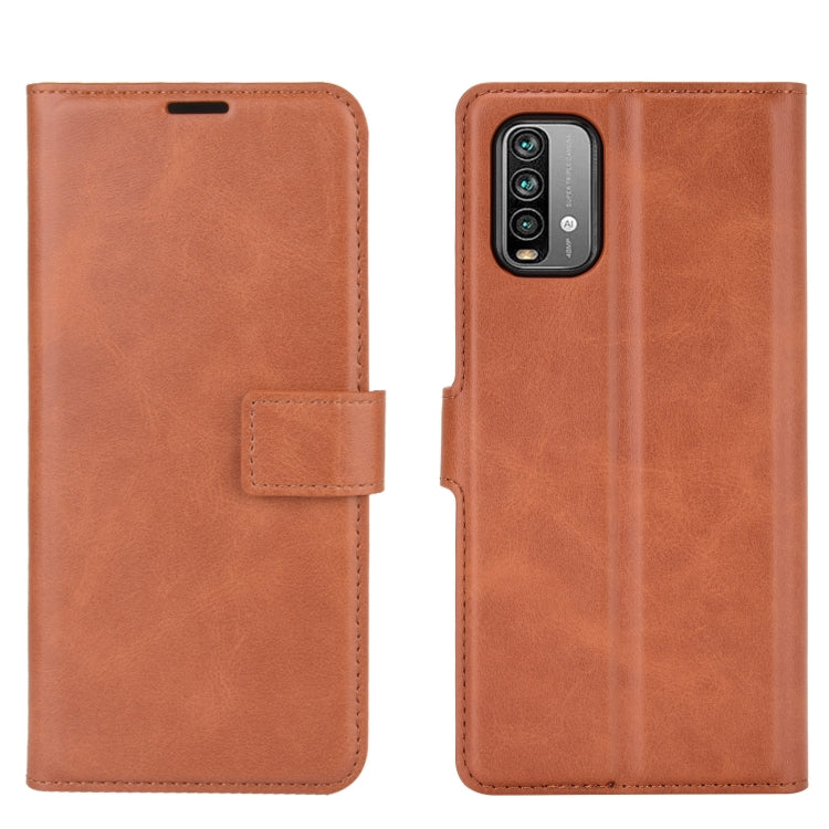 For Xiaomi Redmi Note 9 4G/Redmi 9 Power Retro Calf Pattern Buckle Card Wallet Left and Right Flip Phone Holster with Bracket Function