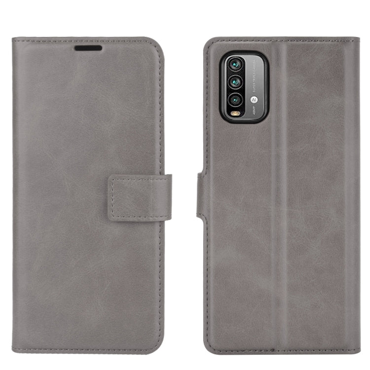For Xiaomi Redmi Note 9 4G/Redmi 9 Power Retro Calf Pattern Buckle Card Wallet Left and Right Flip Phone Holster with Bracket Function