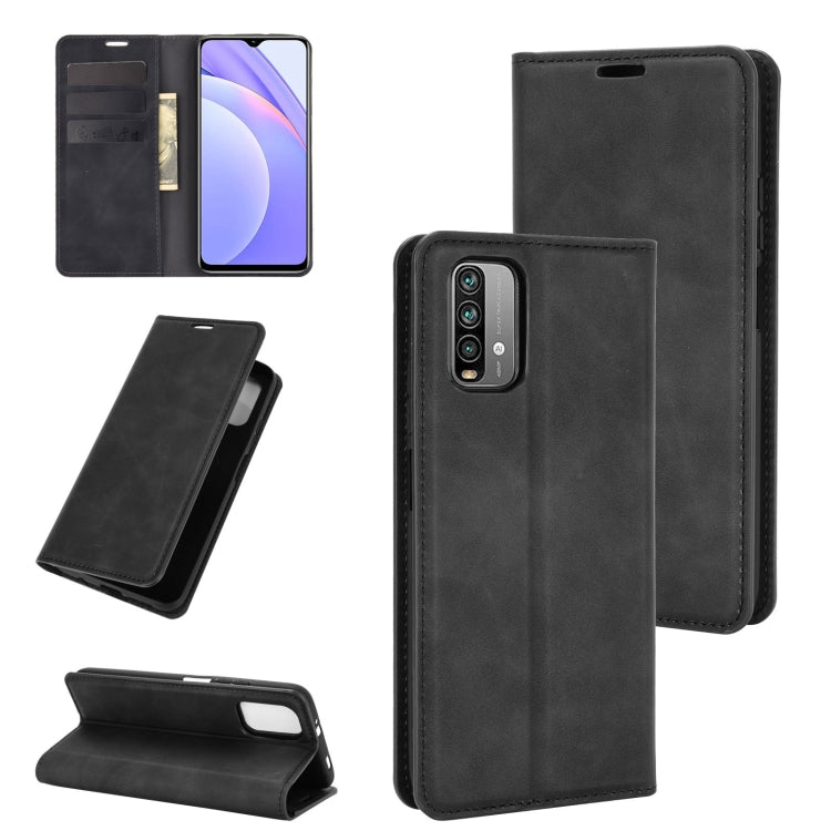 For Xiaomi Redmi Note 9 4G Retro-skin Business Magnetic Suction Leather Case with Holder & Card Slots & Wallet