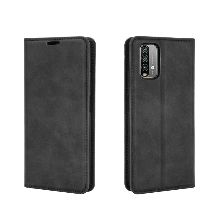 For Xiaomi Redmi Note 9 4G Retro-skin Business Magnetic Suction Leather Case with Holder & Card Slots & Wallet