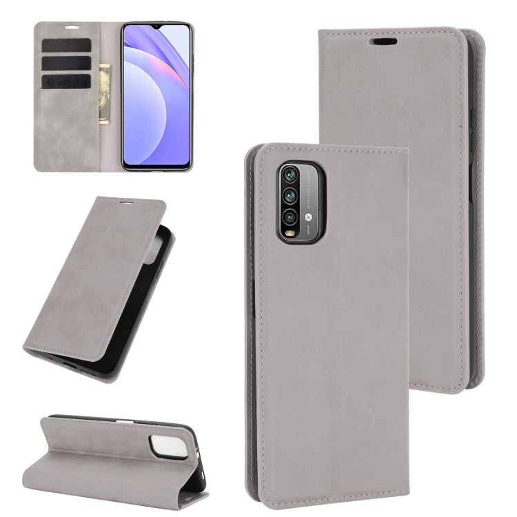 For Xiaomi Redmi Note 9 4G Retro-skin Business Magnetic Suction Leather Case with Holder & Card Slots & Wallet