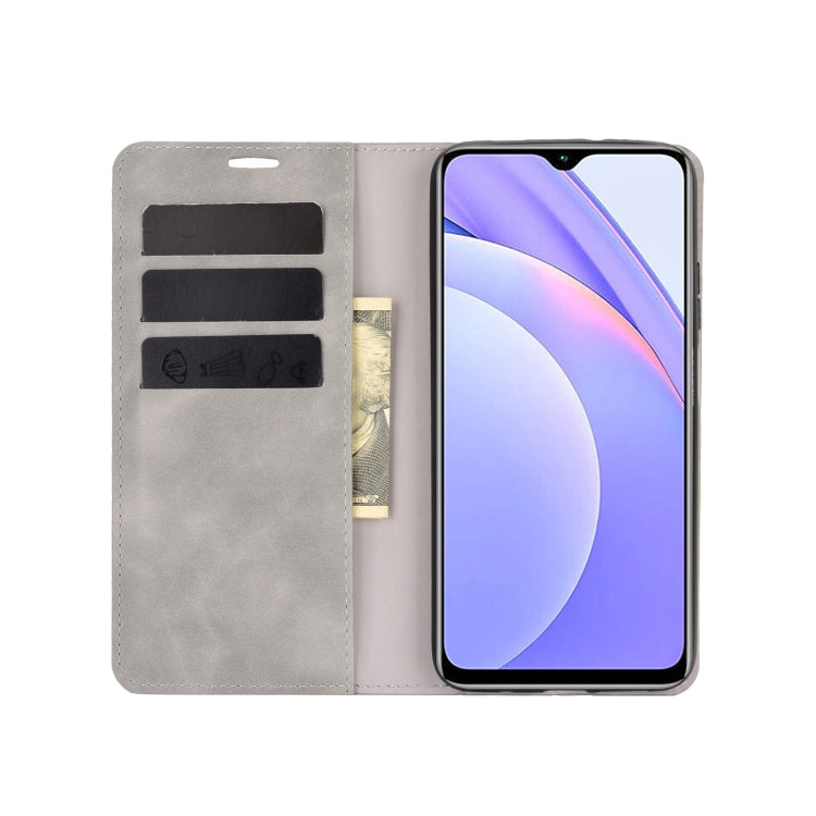 For Xiaomi Redmi Note 9 4G Retro-skin Business Magnetic Suction Leather Case with Holder & Card Slots & Wallet