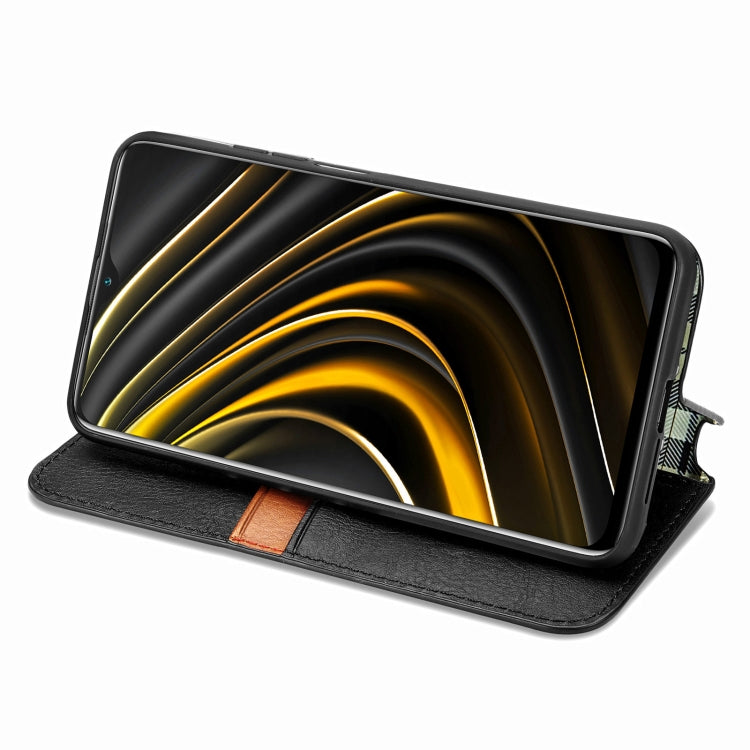 For Xiaomi POCO M3 Cubic Grid Pressed Horizontal Flip Magnetic PU Leather Case with Holder & Card Slots & Wallet