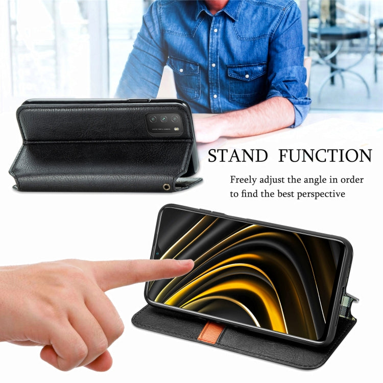 For Xiaomi POCO M3 Cubic Grid Pressed Horizontal Flip Magnetic PU Leather Case with Holder & Card Slots & Wallet