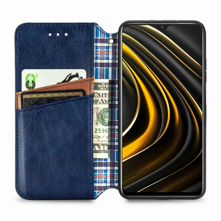 For Xiaomi POCO M3 Cubic Grid Pressed Horizontal Flip Magnetic PU Leather Case with Holder & Card Slots & Wallet