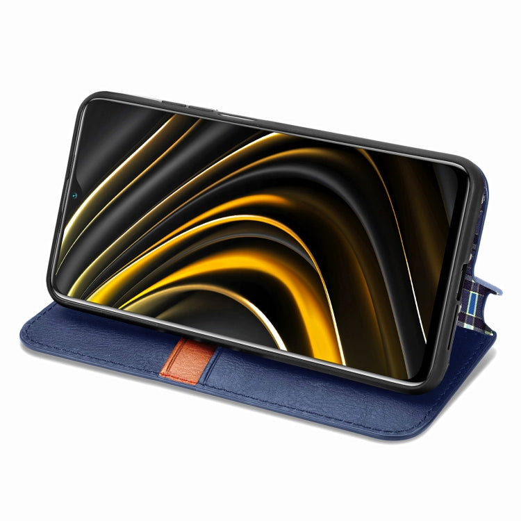 For Xiaomi POCO M3 Cubic Grid Pressed Horizontal Flip Magnetic PU Leather Case with Holder & Card Slots & Wallet