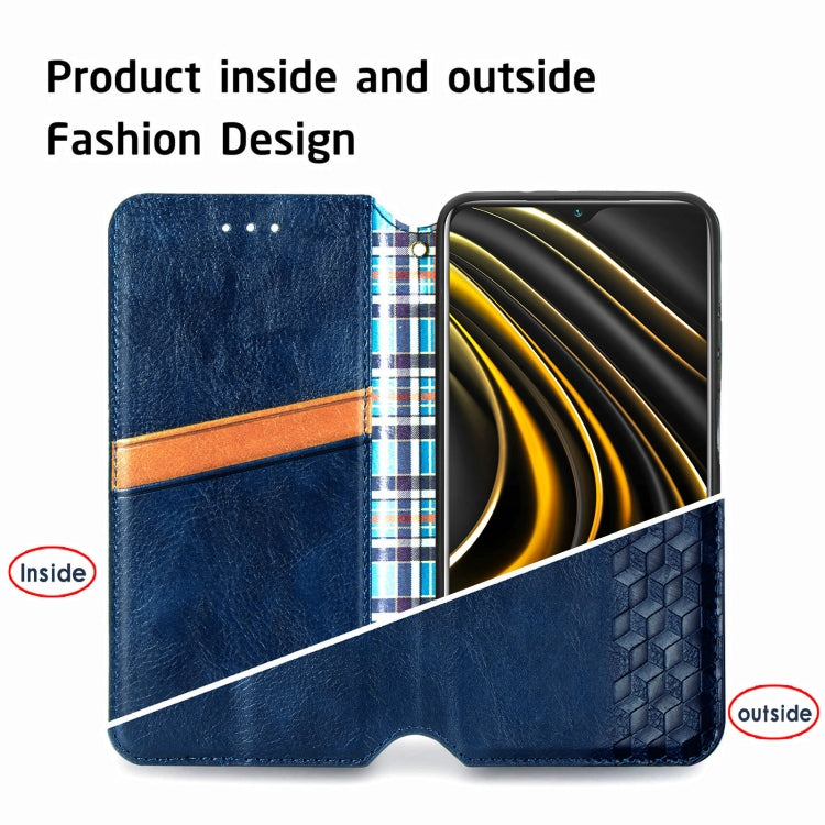 For Xiaomi POCO M3 Cubic Grid Pressed Horizontal Flip Magnetic PU Leather Case with Holder & Card Slots & Wallet