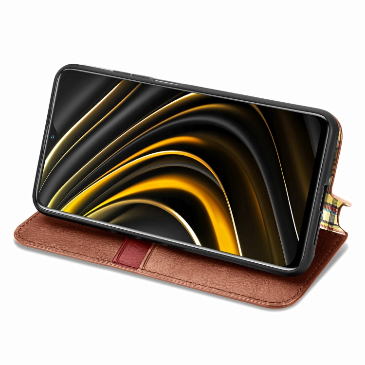 For Xiaomi POCO M3 Cubic Grid Pressed Horizontal Flip Magnetic PU Leather Case with Holder & Card Slots & Wallet