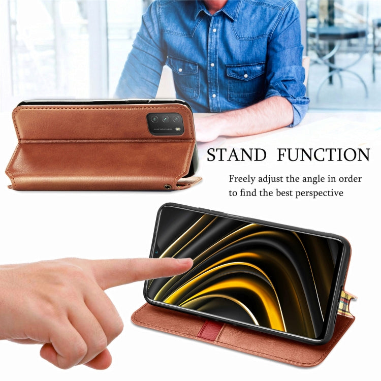 For Xiaomi POCO M3 Cubic Grid Pressed Horizontal Flip Magnetic PU Leather Case with Holder & Card Slots & Wallet